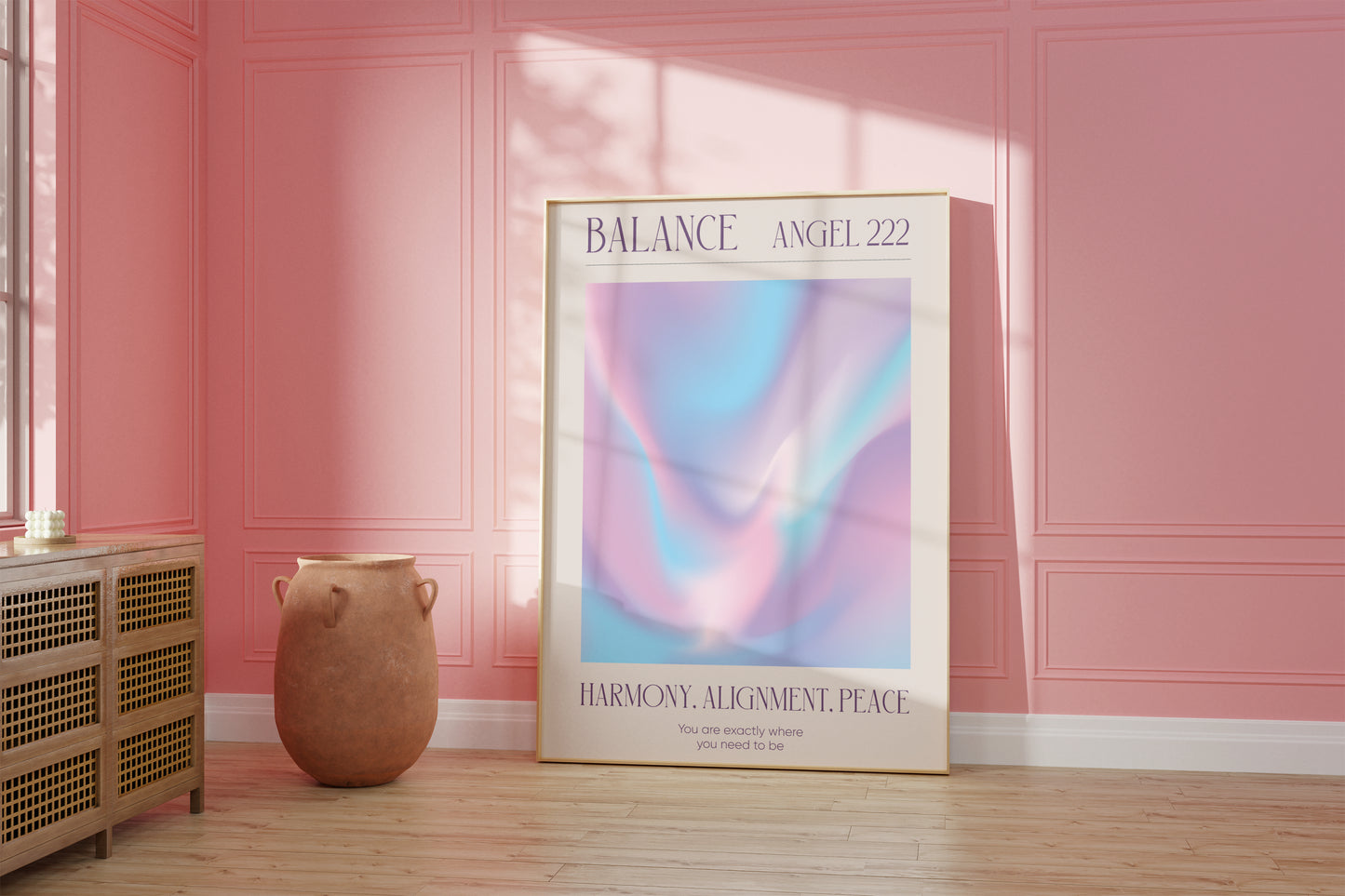Angel Number 222 Wall Art, Purple Blue Aura Gradient Printable. Positive Energy Affirmation Poster, Law of Attraction, Manifestation poster