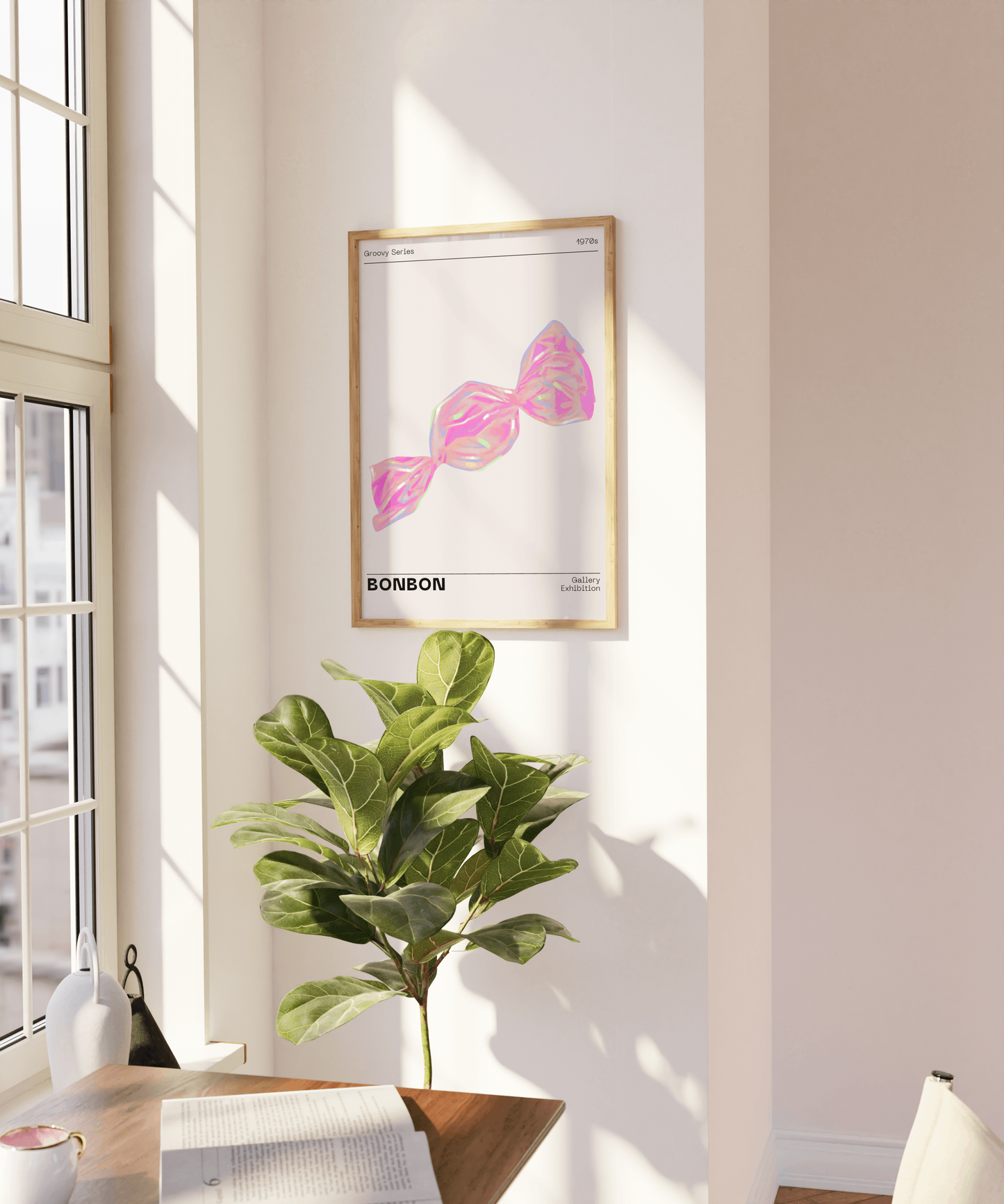 Funky Wall Art, Pastel Pink Candy Poster, Fun Playful Print, Eclectic Trendy Home Decor, Dreamy Aesthetic, Preppy Gallery, Modern Pop Art