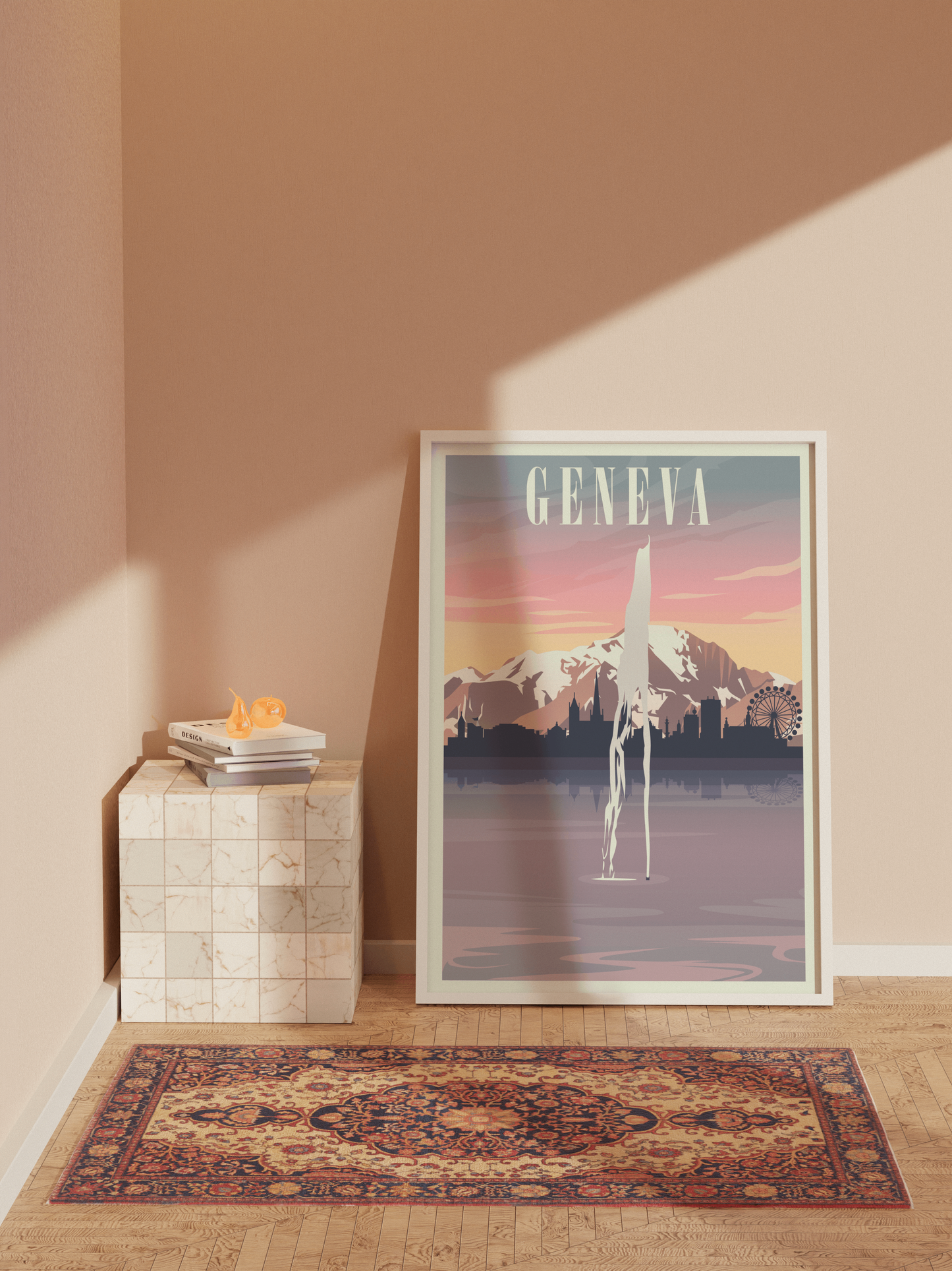 Jet d'Eau Fountain Travel Poster, Geneva Switzerland Wall Art, Etsy Suisse, Swiss Gift, Geneve, Lac Leman