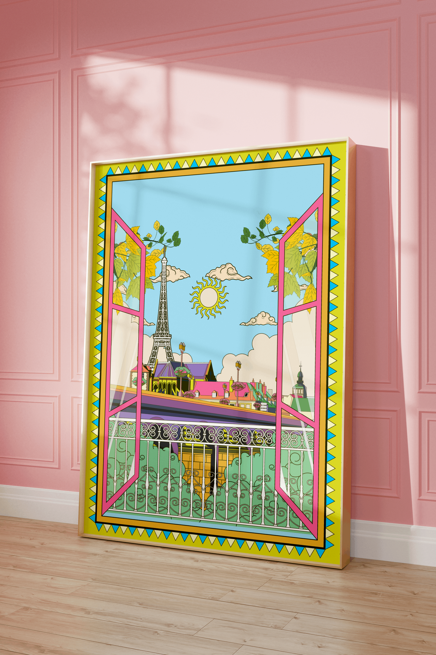 Paris France Wall Art, Eiffel Tower Travel Poster, Eclectic Home, Funky Colorful Decor, Modern Gallery, Trendy Aesthetic Print - Digital Version
