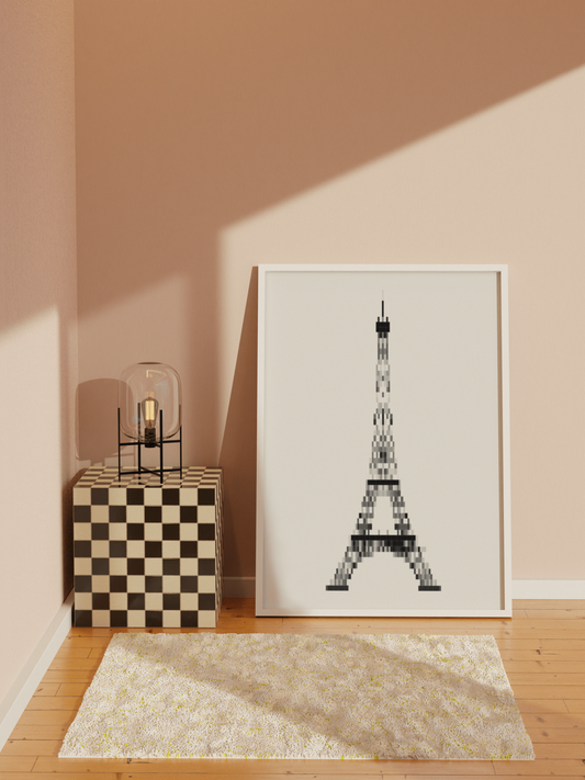Pixelated Eiffel Tower Poster, Trendy Aesthetic Home Decor