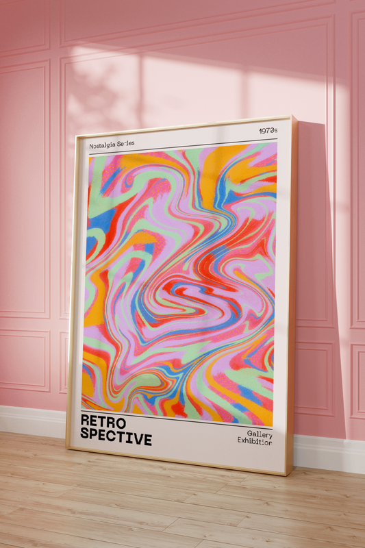 Aura Gradient Retrospective Wall Art, Retro Abstract Poster, Psychedelic Grainy Print, Vintage 70s Nostalgia Art, Modern Aesthetic Colorful Home Decor