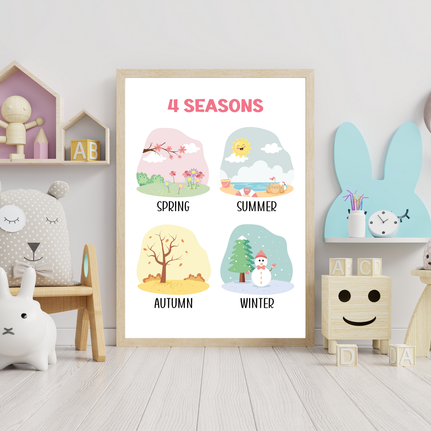 Set of 8 Montessori Educational Posters for Kids & Toddlers Playroom, Educational Wall Art, Classroom Printables