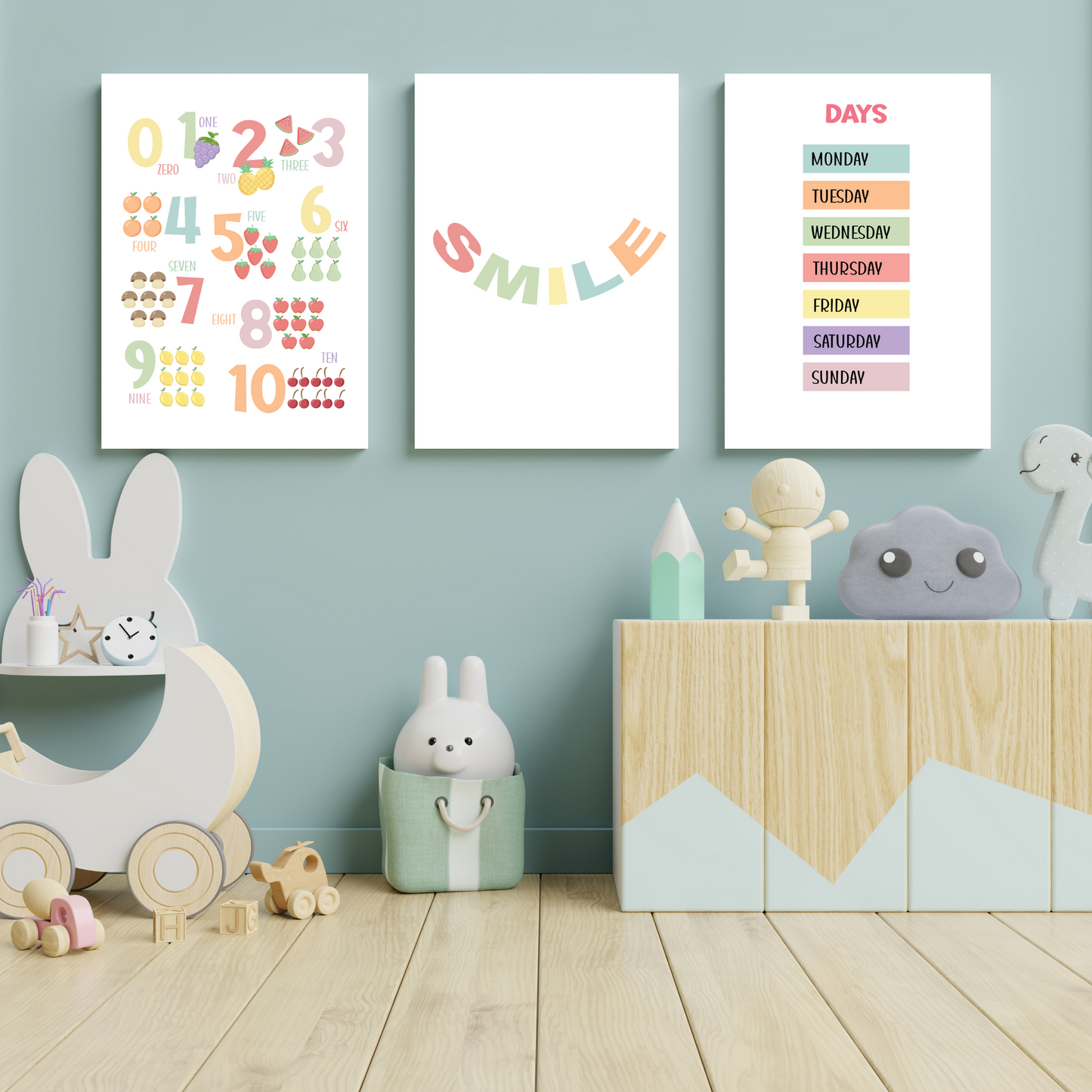 Set of 8 Montessori Educational Posters for Kids & Toddlers Playroom, Educational Wall Art, Classroom Printables