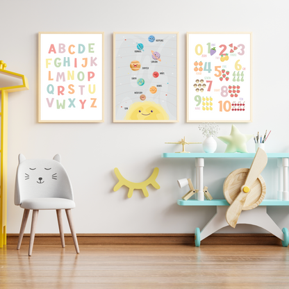 Set of 8 Montessori Educational Posters for Kids & Toddlers Playroom, Educational Wall Art, Classroom Printables