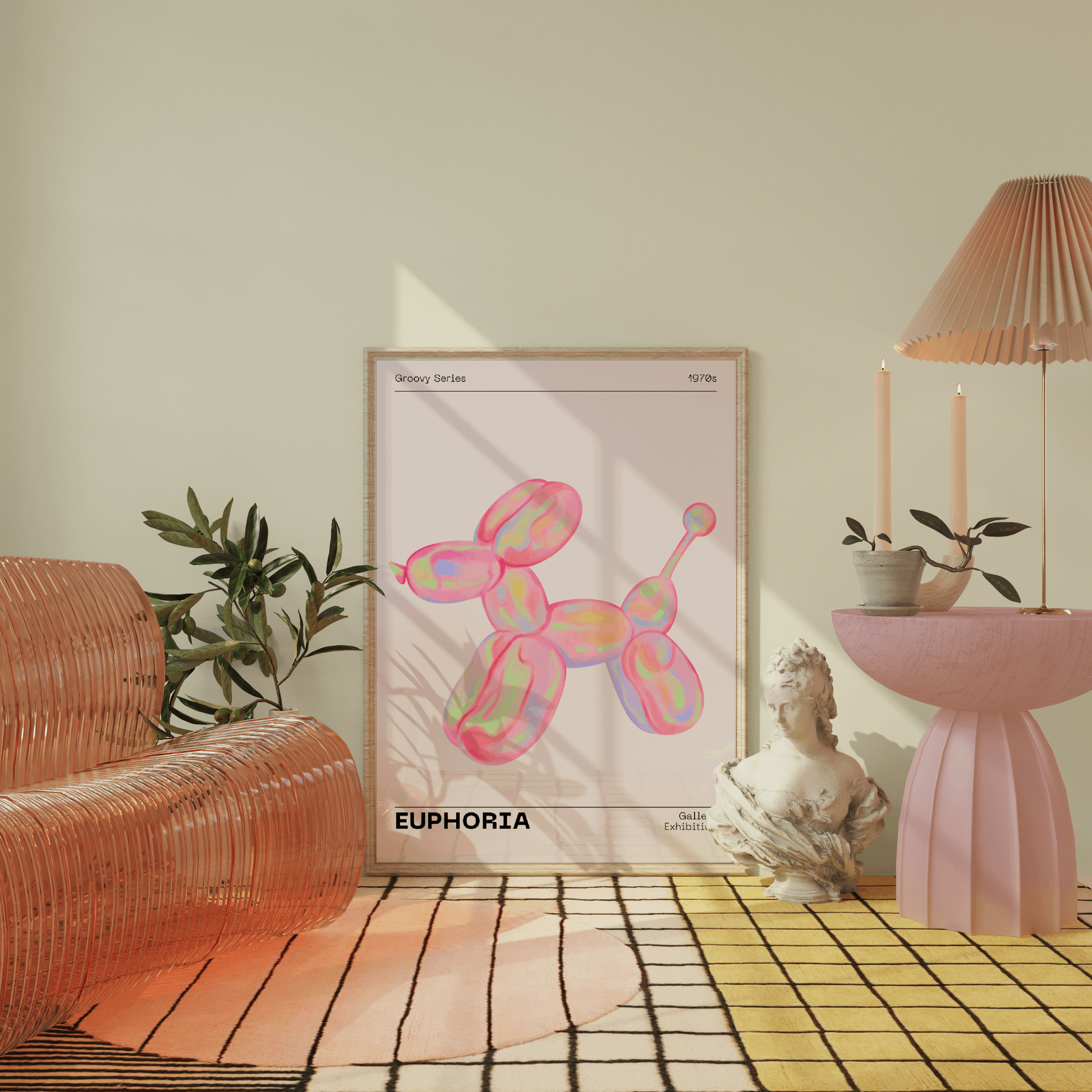 Gallery Wall Art Set Of 2 Prints, Retro Abstract Aura Gradient Poster, 70s Aesthetic, Vintage Euphoria Pastel Print, Trendy Holographic Set - Digital Art Printables