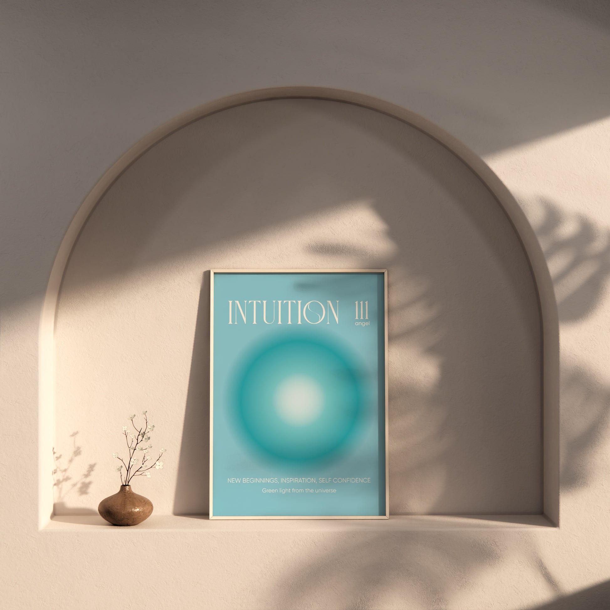 Angel Number 111 Wall Art, Aesthetic Turquoise Aura Gradient, Intuition Print, Positive Energy Manifestation, Spiritual Intuition Poster
