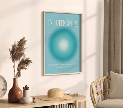 Angel Number 111 Wall Art, Aesthetic Turquoise Aura Gradient, Intuition Print, Positive Energy Manifestation, Spiritual Intuition Poster