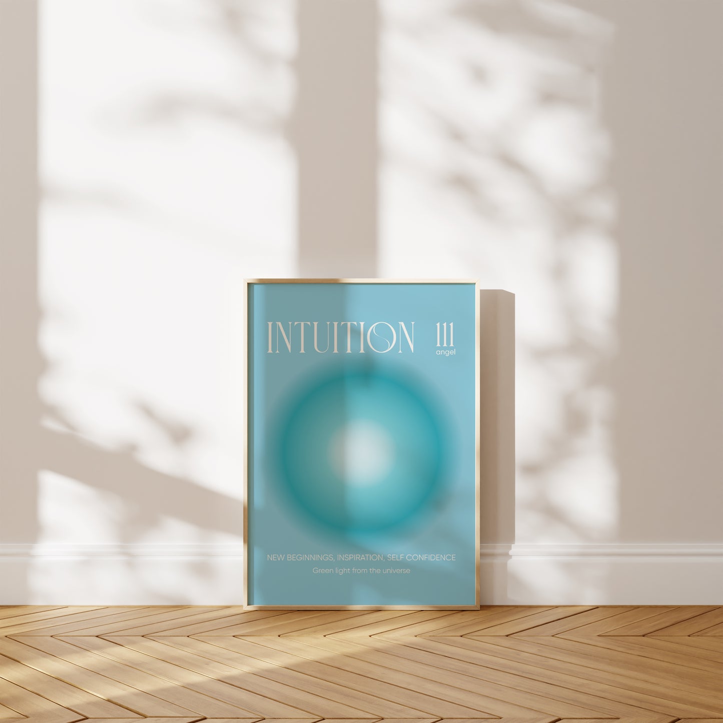 Angel Number 111 Wall Art, Aesthetic Turquoise Aura Gradient, Intuition Print, Positive Energy Manifestation, Spiritual Intuition Poster