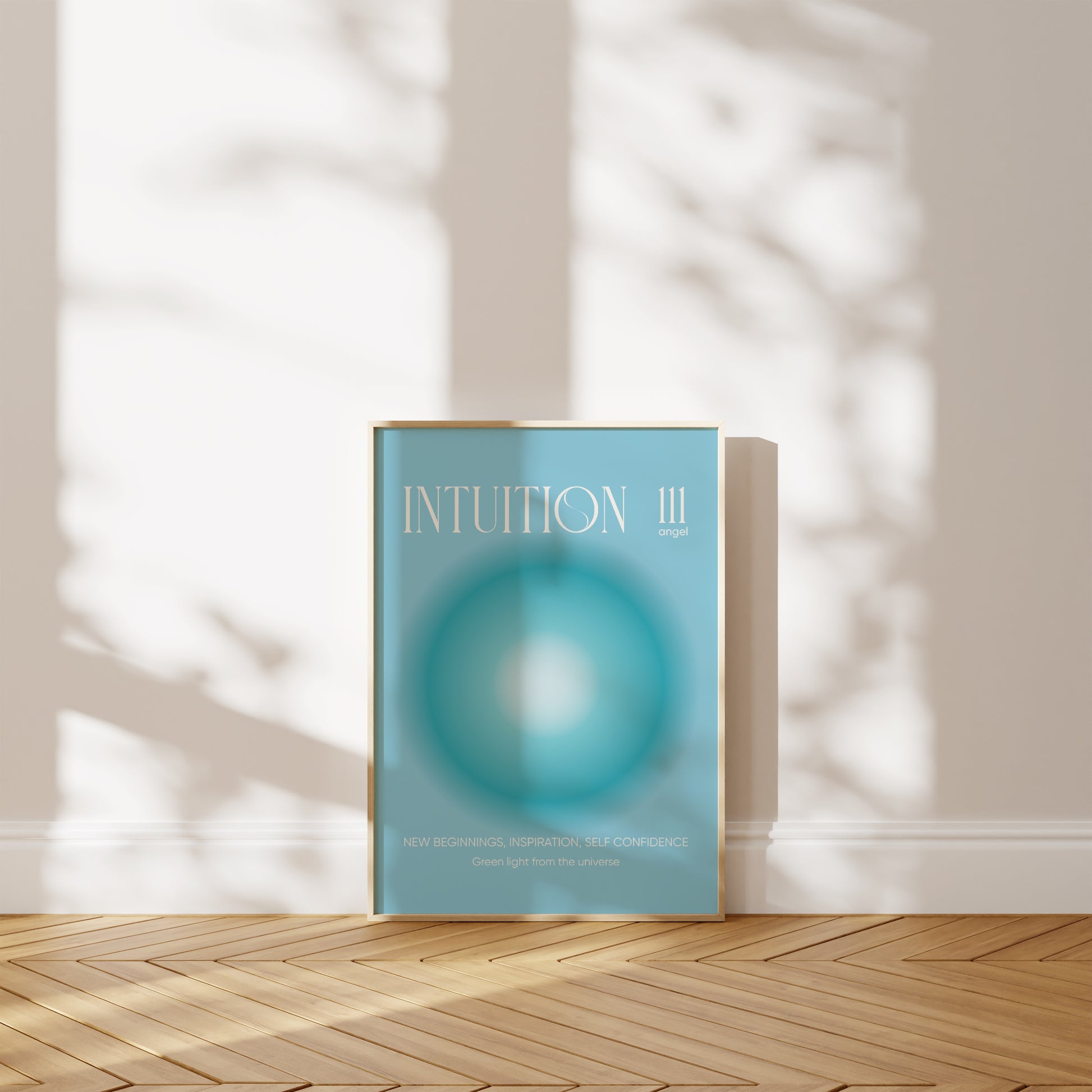 Angel Number 111 Wall Art, Aesthetic Turquoise Aura Gradient, Intuition Print, Positive Energy Manifestation, Spiritual Intuition Poster