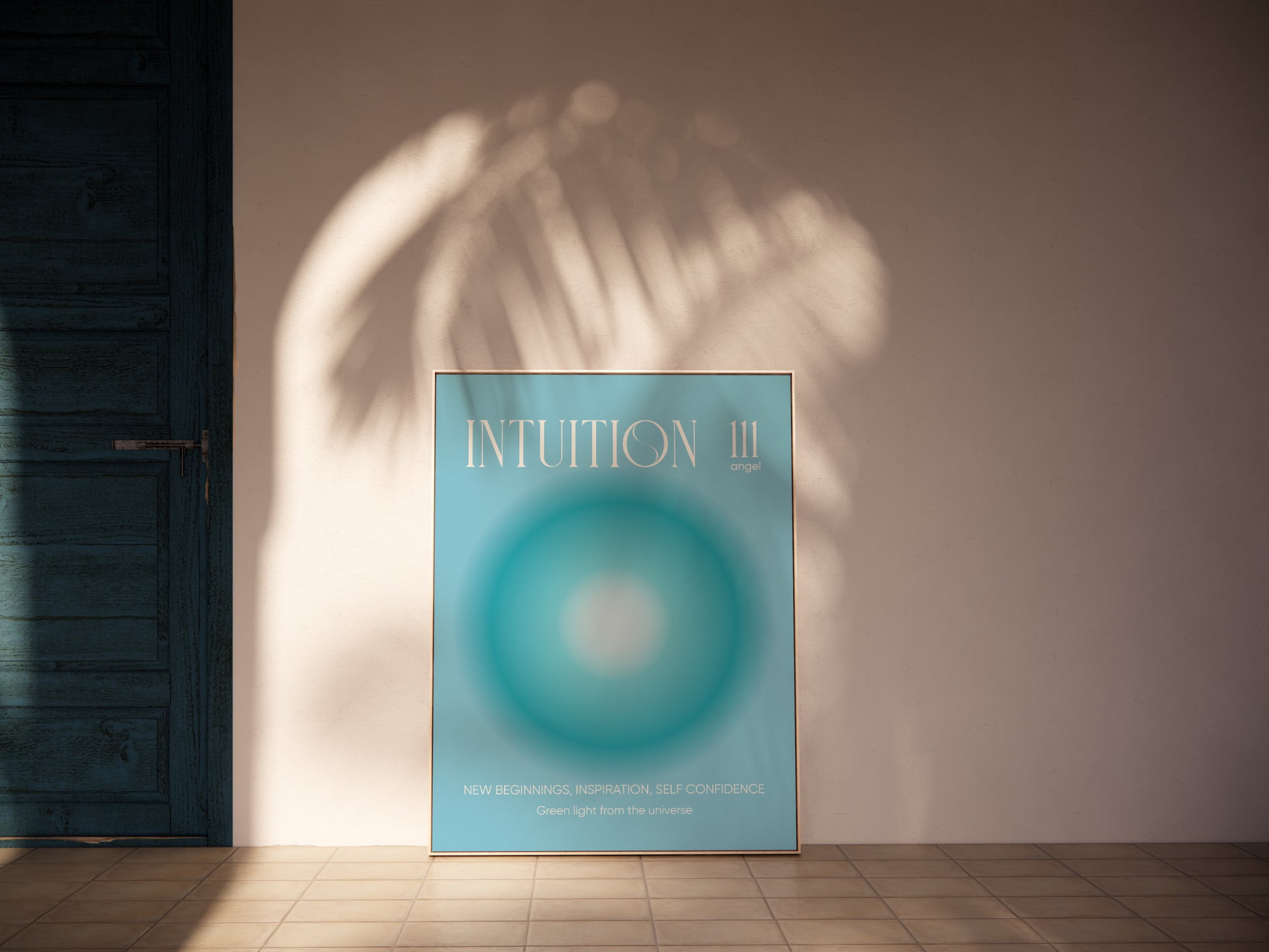 Angel Number 111 Wall Art, Aesthetic Turquoise Aura Gradient, Intuition Print, Positive Energy Manifestation, Spiritual Intuition Poster