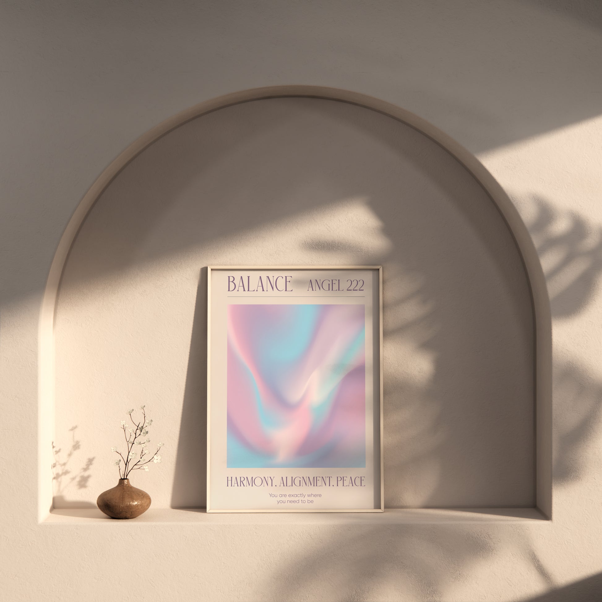 Angel Number 222 Wall Art, Purple Blue Aura Gradient Printable. Positive Energy Affirmation Poster, Law of Attraction, Manifestation poster