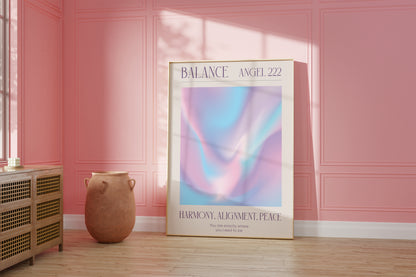 Angel Number 222 Wall Art, Purple Blue Aura Gradient Printable. Positive Energy Affirmation Poster, Law of Attraction, Manifestation poster