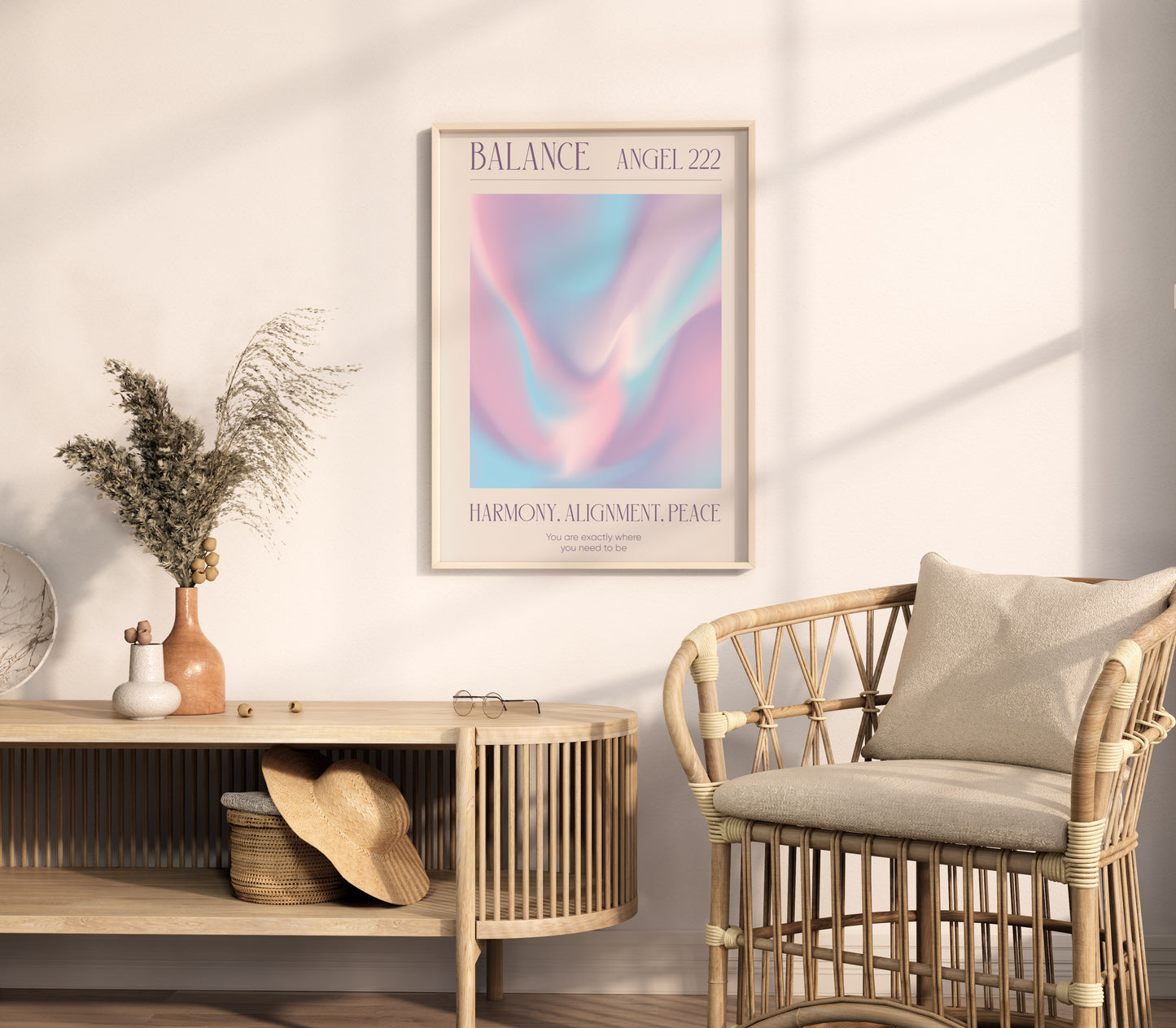 Angel Number 222 Wall Art, Purple Blue Aura Gradient Printable. Positive Energy Affirmation Poster, Law of Attraction, Manifestation poster