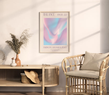 Angel Number 222 Wall Art, Purple Blue Aura Gradient Printable. Positive Energy Affirmation Poster, Law of Attraction, Manifestation poster