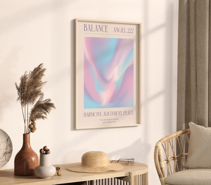 Angel Number 222 Wall Art, Purple Blue Aura Gradient Printable. Positive Energy Affirmation Poster, Law of Attraction, Manifestation poster