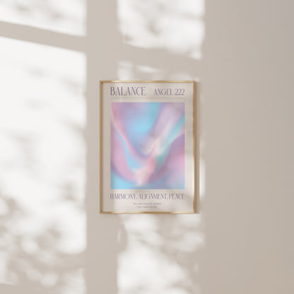 Angel Number 222 Wall Art, Purple Blue Aura Gradient Printable. Positive Energy Affirmation Poster, Law of Attraction, Manifestation poster