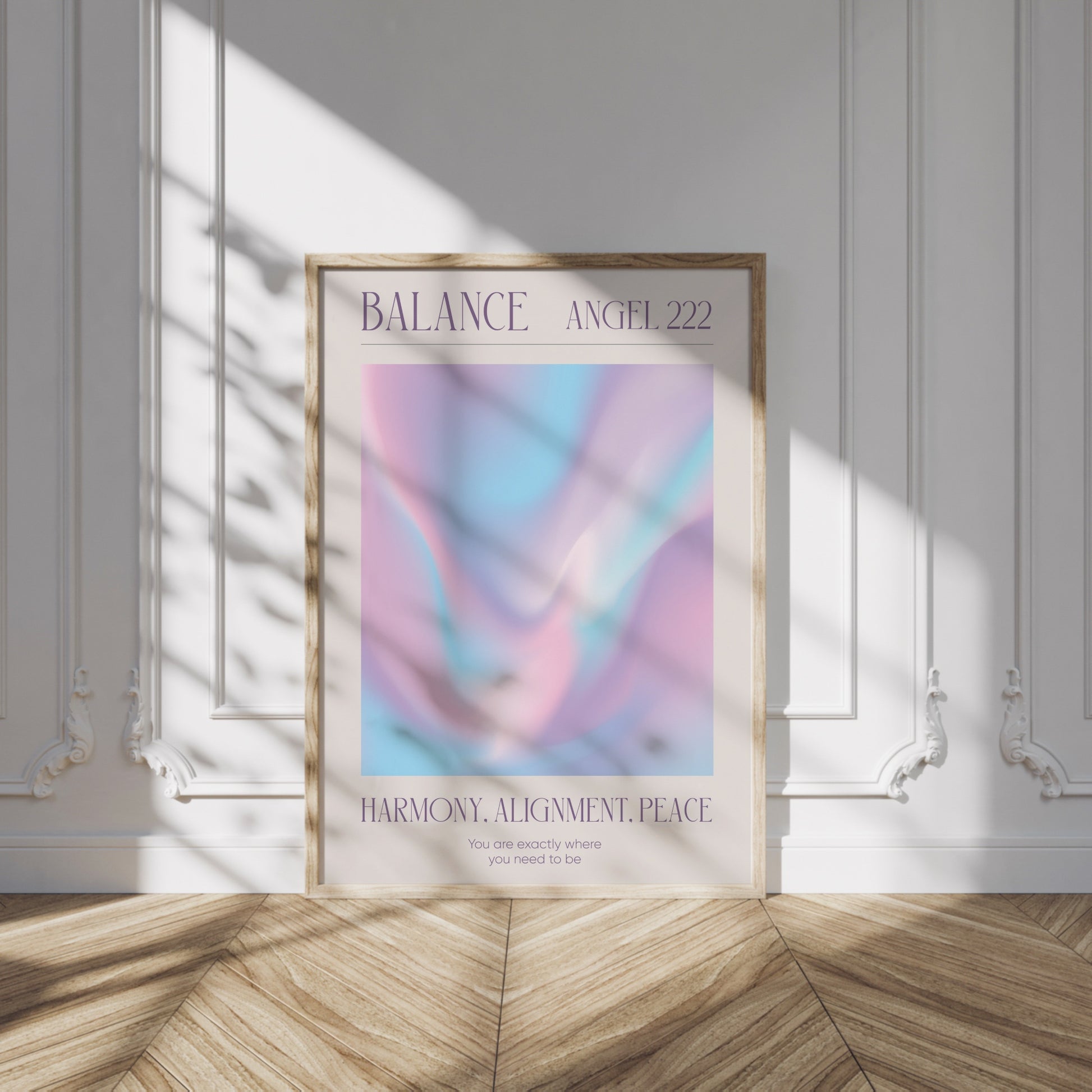Angel Number 222 Wall Art, Purple Blue Aura Gradient Printable. Positive Energy Affirmation Poster, Law of Attraction, Manifestation poster