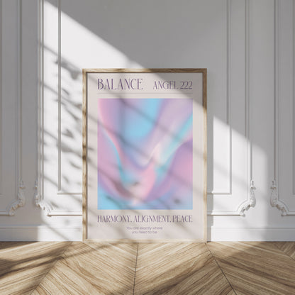 Angel Number 222 Wall Art, Purple Blue Aura Gradient Printable. Positive Energy Affirmation Poster, Law of Attraction, Manifestation poster