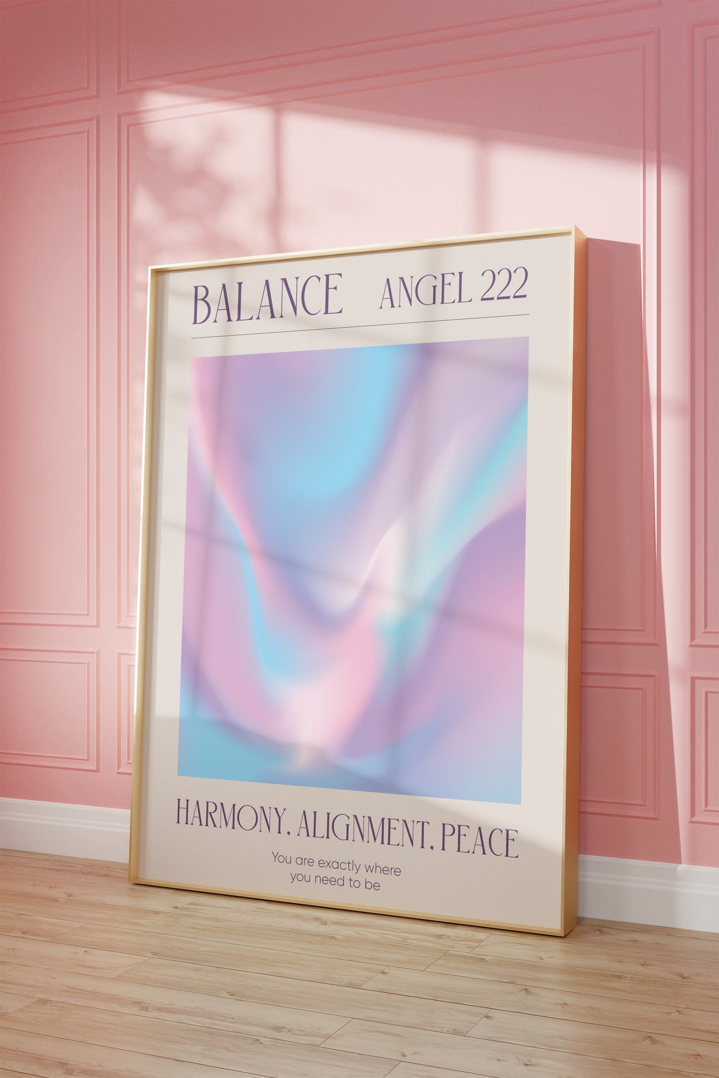 Angel Number 222 Wall Art, Purple Blue Aura Gradient Printable. Positive Energy Affirmation Poster, Law of Attraction, Manifestation poster