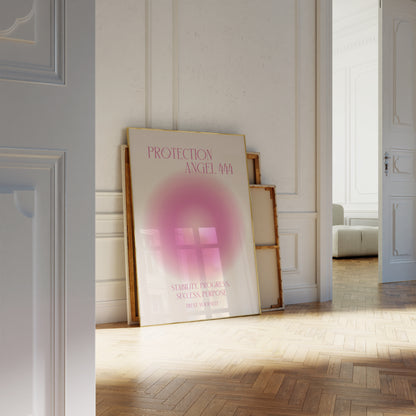 Angel Number 444 Wall Art, Trendy Pink Aura Gradient, Positive Energy Print, Daily Affirmation Poster, Aesthetic Decor, Spiritual Zen Art