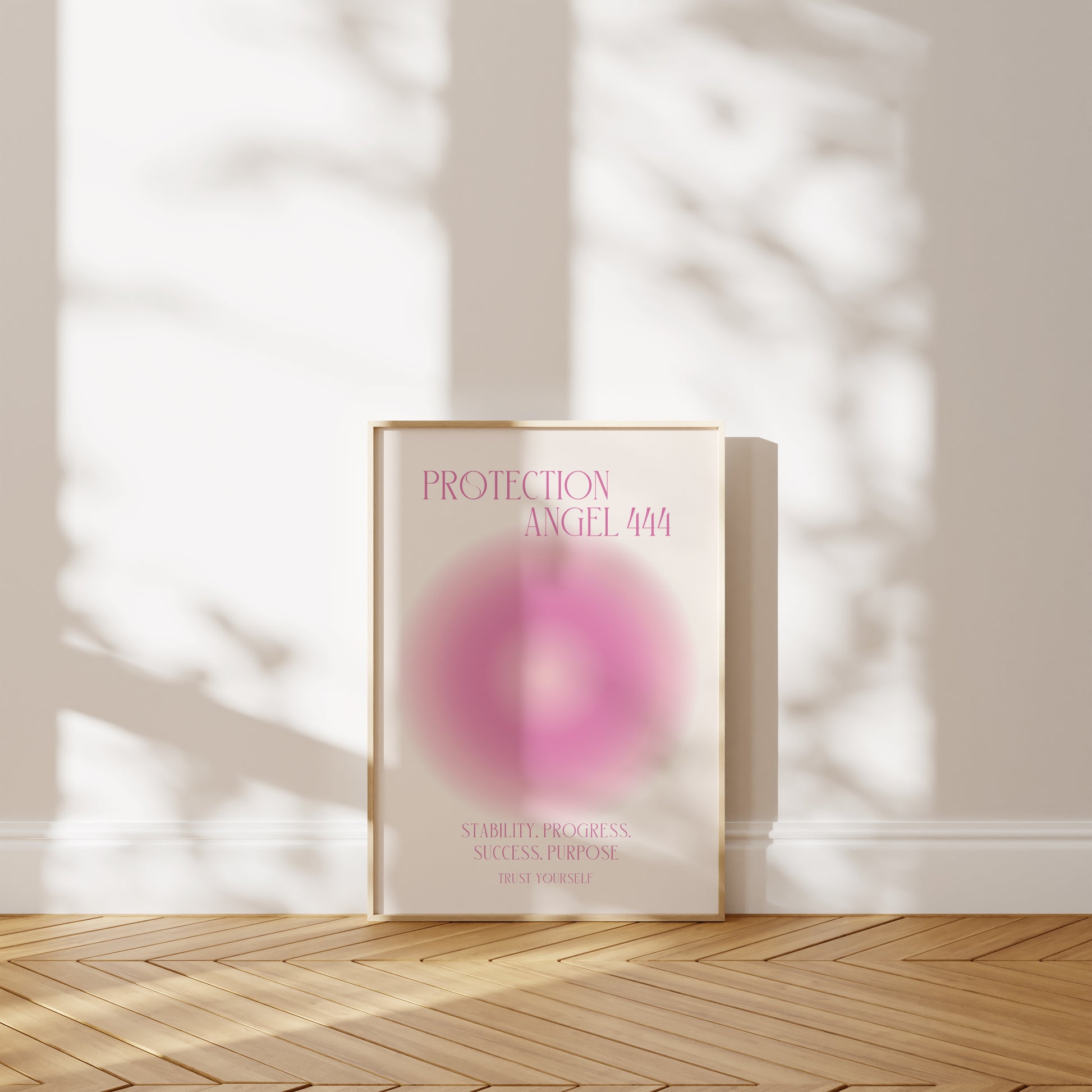 Angel Number 444 Wall Art, Trendy Pink Aura Gradient, Positive Energy Print, Daily Affirmation Poster, Aesthetic Decor, Spiritual Zen Art