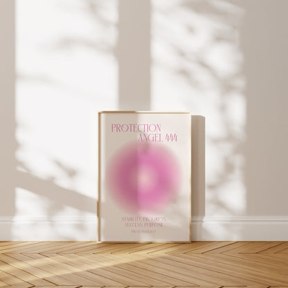 Angel Number 444 Wall Art, Trendy Pink Aura Gradient, Positive Energy Print, Daily Affirmation Poster, Aesthetic Decor, Spiritual Zen Art