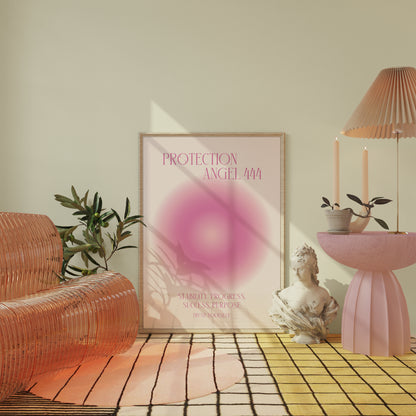 Angel Number 444 Wall Art, Trendy Pink Aura Gradient, Positive Energy Print, Daily Affirmation Poster, Aesthetic Decor, Spiritual Zen Art
