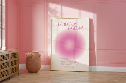 Angel Number 444 Wall Art, Trendy Pink Aura Gradient, Positive Energy Print, Daily Affirmation Poster, Aesthetic Decor, Spiritual Zen Art