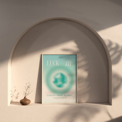 Angel Number 777 Wall Art, Trendy Sage Green Aura Gradient, Lucky Number, Daily Affirmation Poster, Aesthetic Decor, Spiritual Aura Print