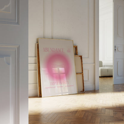 Angel Number 888 Wall Art, Trendy Pink Aura Gradient, Triple Infinity Poster, Aesthetic Decor, Spiritual Abundance Aura Print