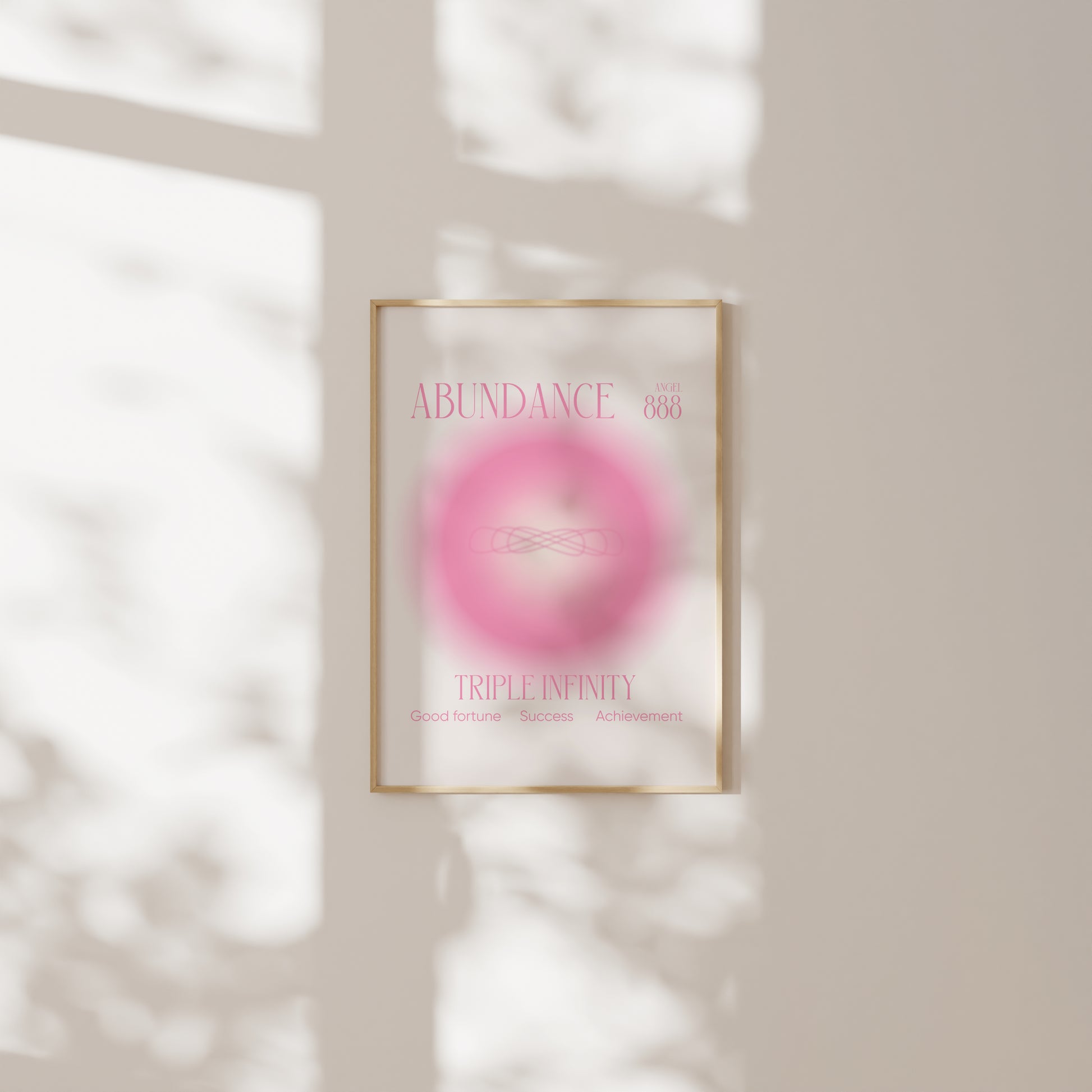 Angel Number 888 Wall Art, Trendy Pink Aura Gradient, Triple Infinity Poster, Aesthetic Decor, Spiritual Abundance Aura Print