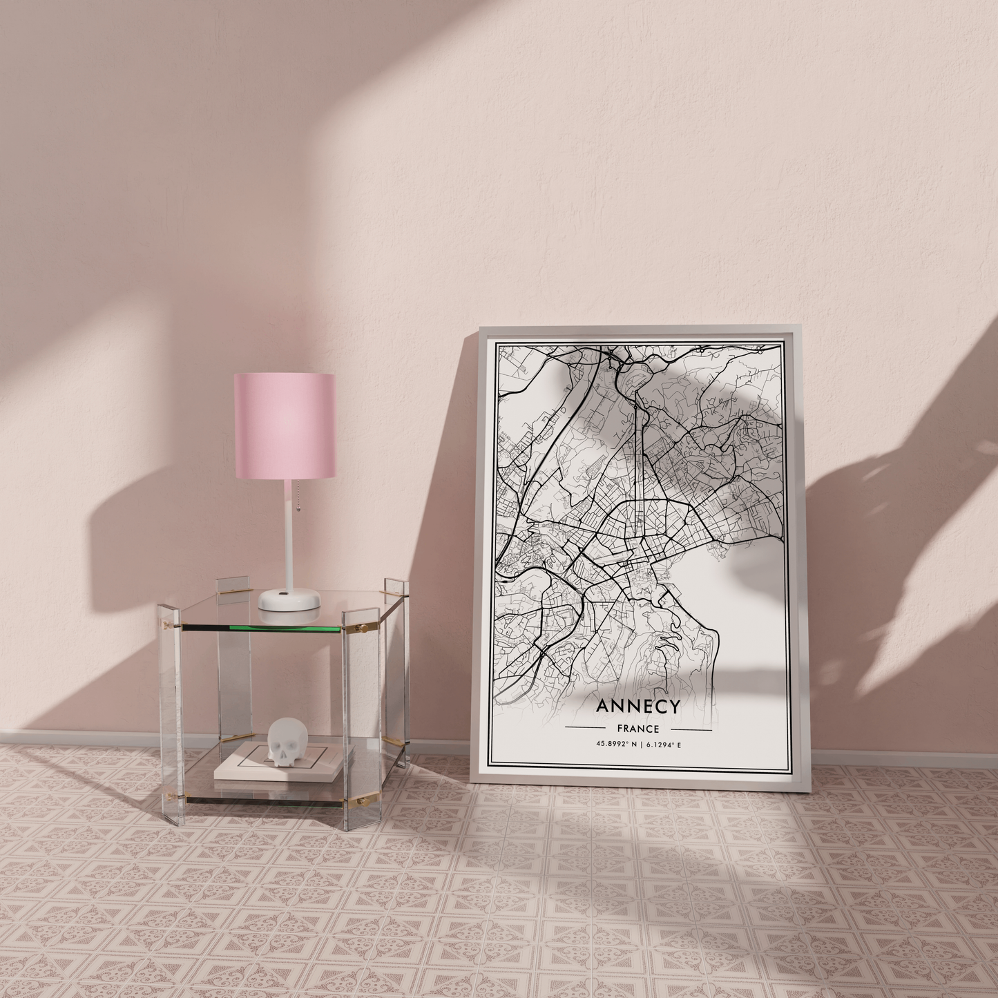 Annecy France City Map Wall Art, Minimalistic Black and White Poster, Contemporary Home Decor, Trendy Aesthetic Travel Print, Modern Art
