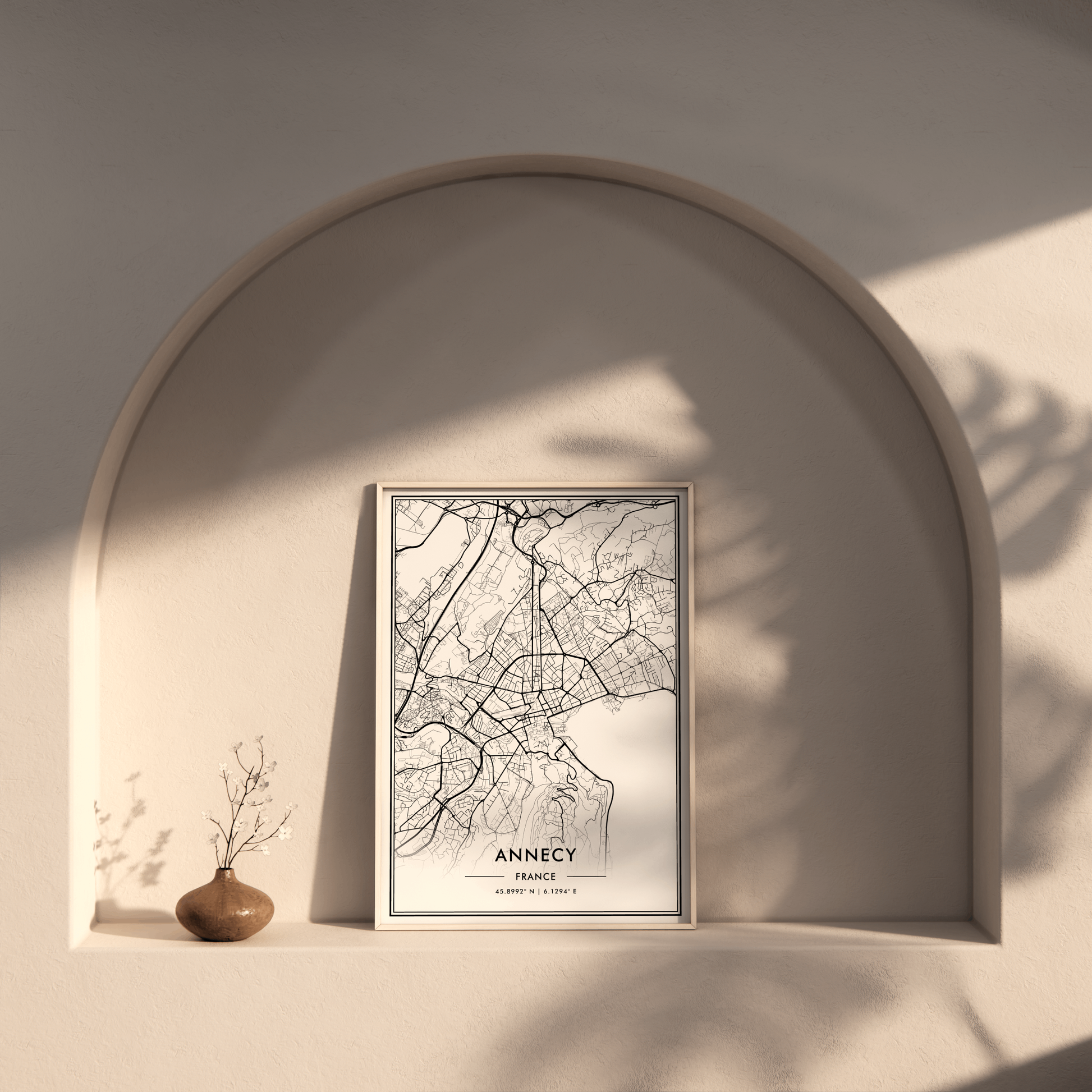 Annecy France City Map Wall Art, Minimalistic Black and White Poster, Contemporary Home Decor, Trendy Aesthetic Travel Print, Modern Art