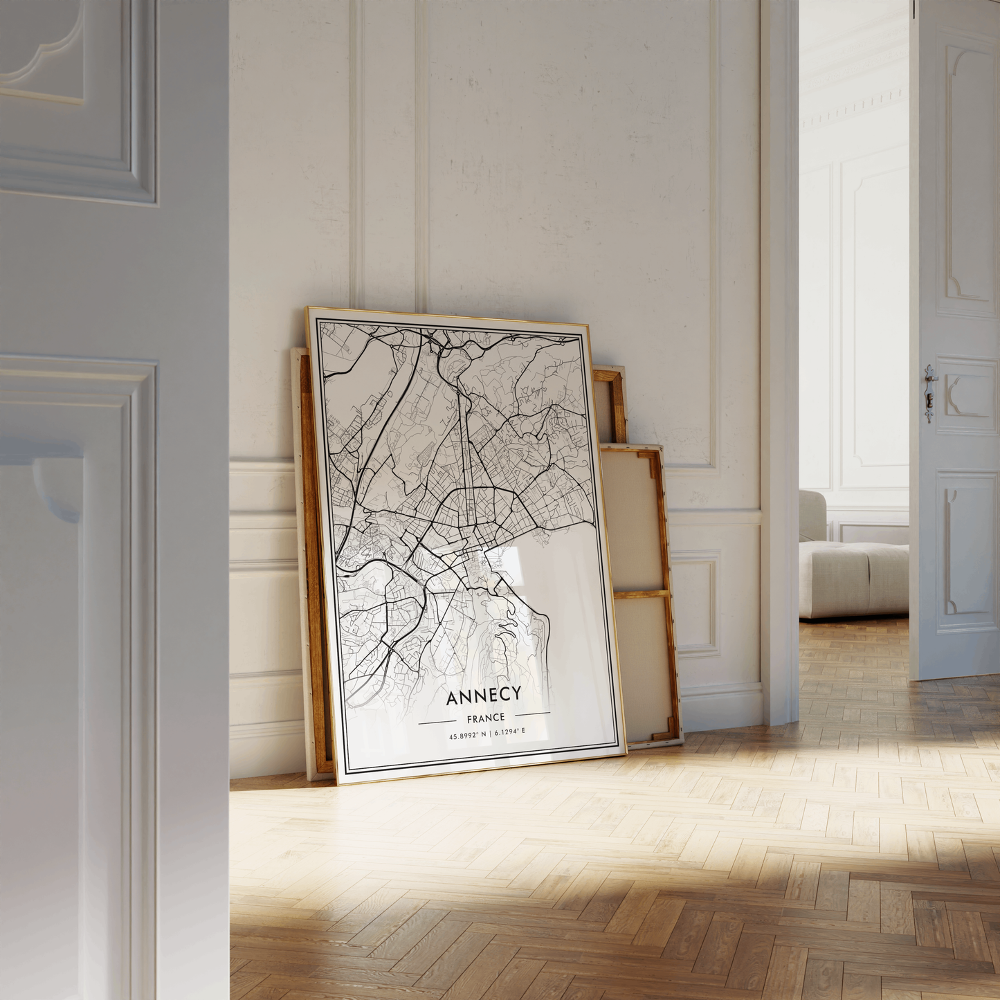 Annecy France City Map Wall Art, Minimalistic Black and White Poster, Contemporary Home Decor, Trendy Aesthetic Travel Print, Modern Art