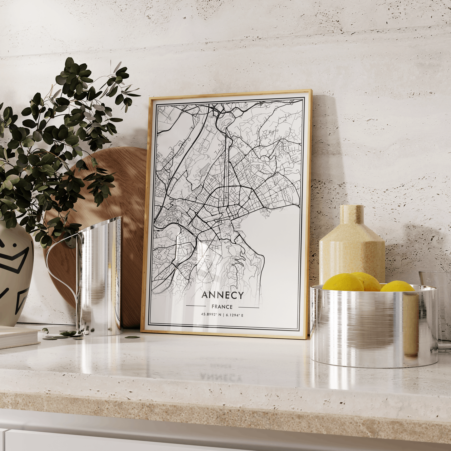 Annecy France City Map Wall Art, Minimalistic Black and White Poster, Contemporary Home Decor, Trendy Aesthetic Travel Print, Modern Art