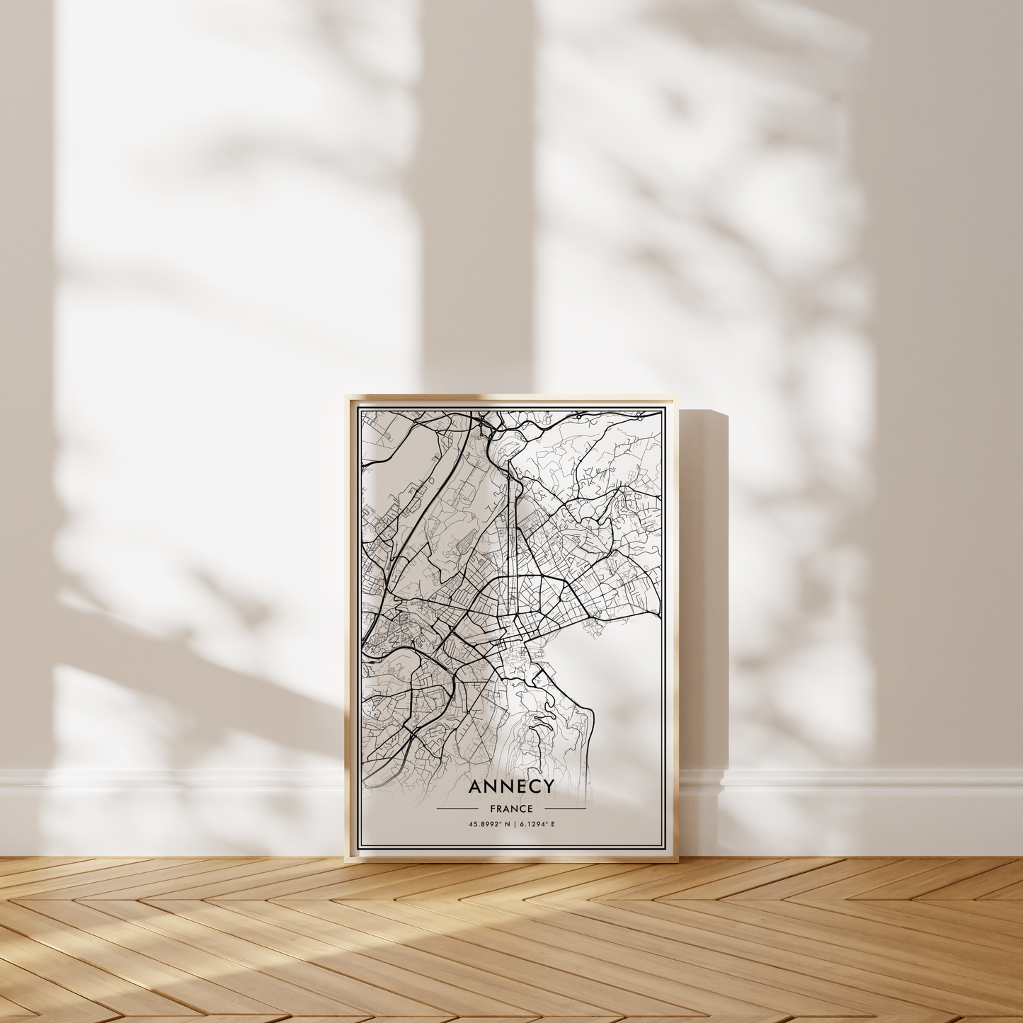 Annecy France City Map Wall Art, Minimalistic Black and White Poster, Contemporary Home Decor, Trendy Aesthetic Travel Print, Modern Art