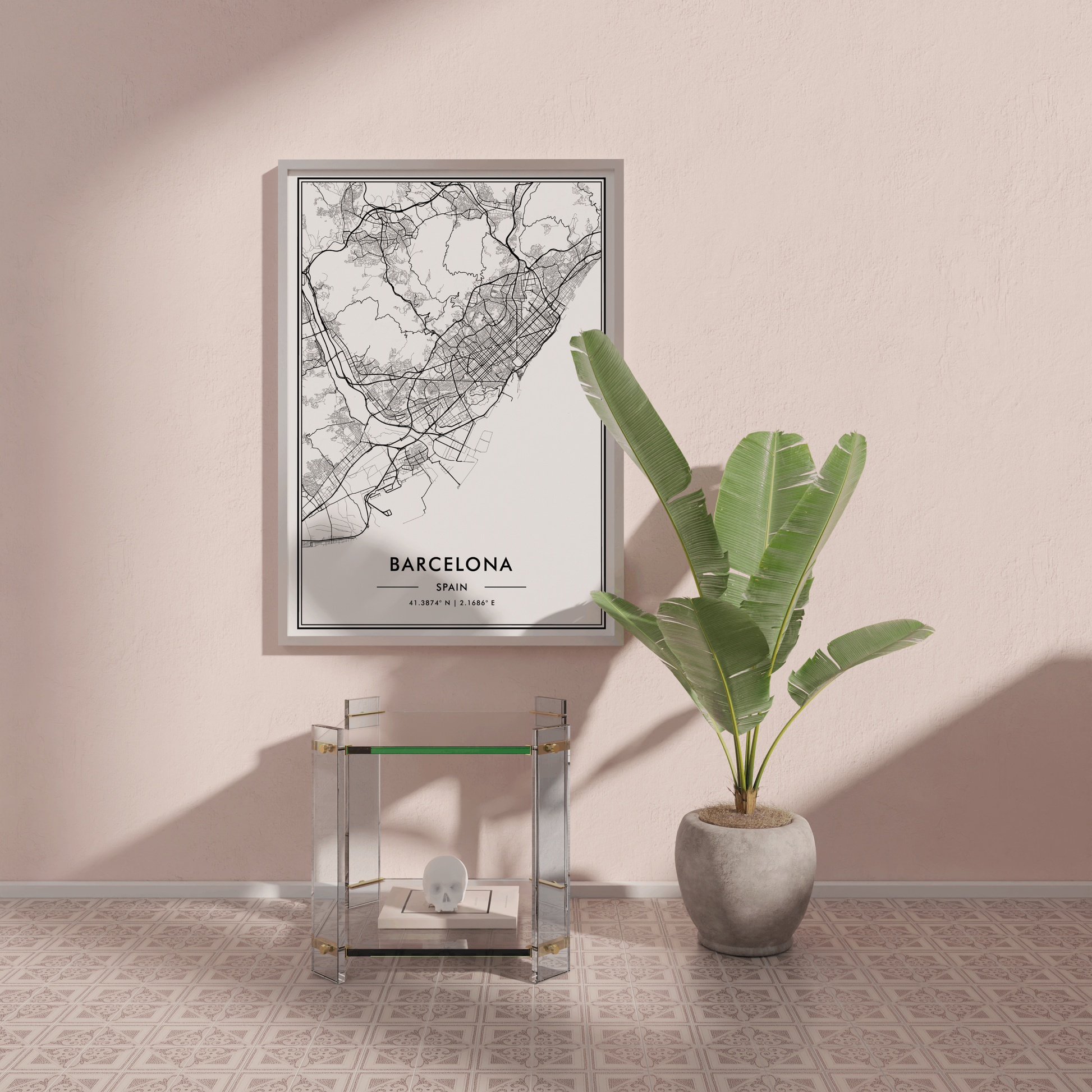Barcelona Spain City Map Wall Art, Modern Black and White Print, Minimalist Home & Office Decor, Trendy Aesthetic Travel Poster, Gallery Art