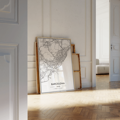 Barcelona Spain City Map Wall Art, Modern Black and White Print, Minimalist Home & Office Decor, Trendy Aesthetic Travel Poster, Gallery Art