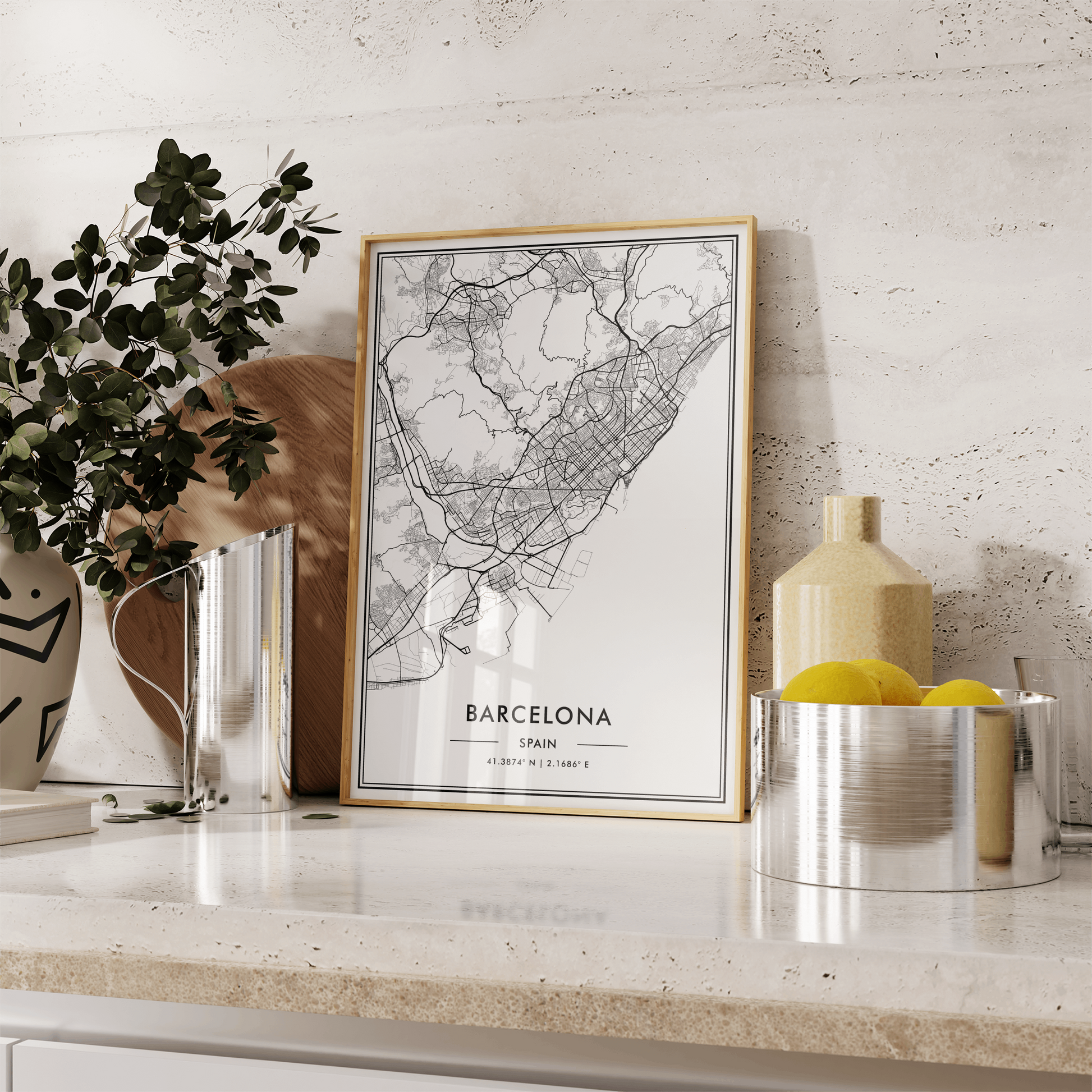 Barcelona Spain City Map Wall Art, Modern Black and White Print, Minimalist Home & Office Decor, Trendy Aesthetic Travel Poster, Gallery Art