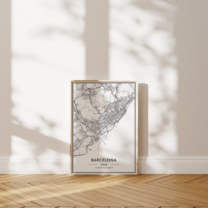 Barcelona Spain City Map Wall Art, Modern Black and White Print, Minimalist Home & Office Decor, Trendy Aesthetic Travel Poster, Gallery Art