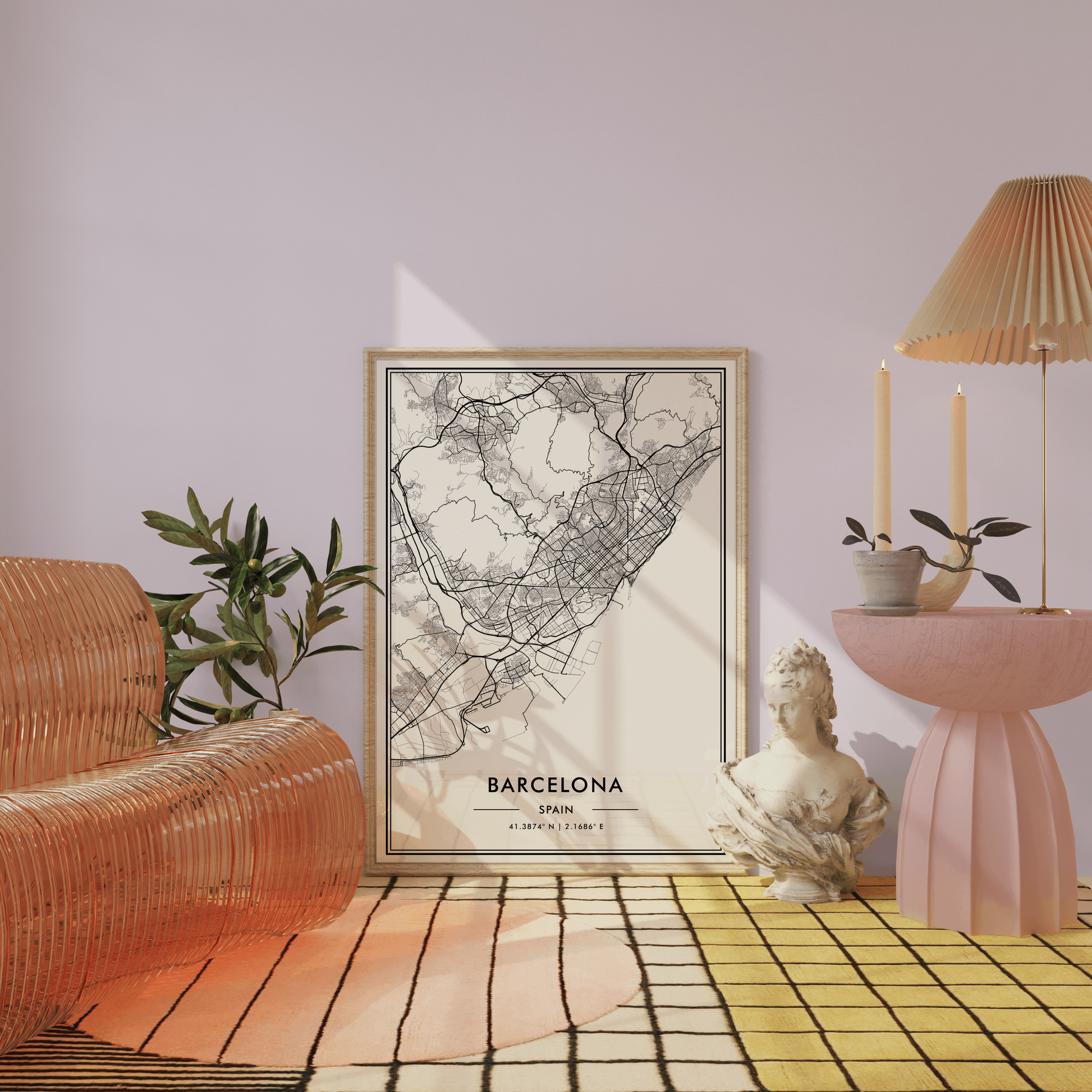 Barcelona Spain City Map Wall Art, Modern Black and White Print, Minimalist Home & Office Decor, Trendy Aesthetic Travel Poster, Gallery Art