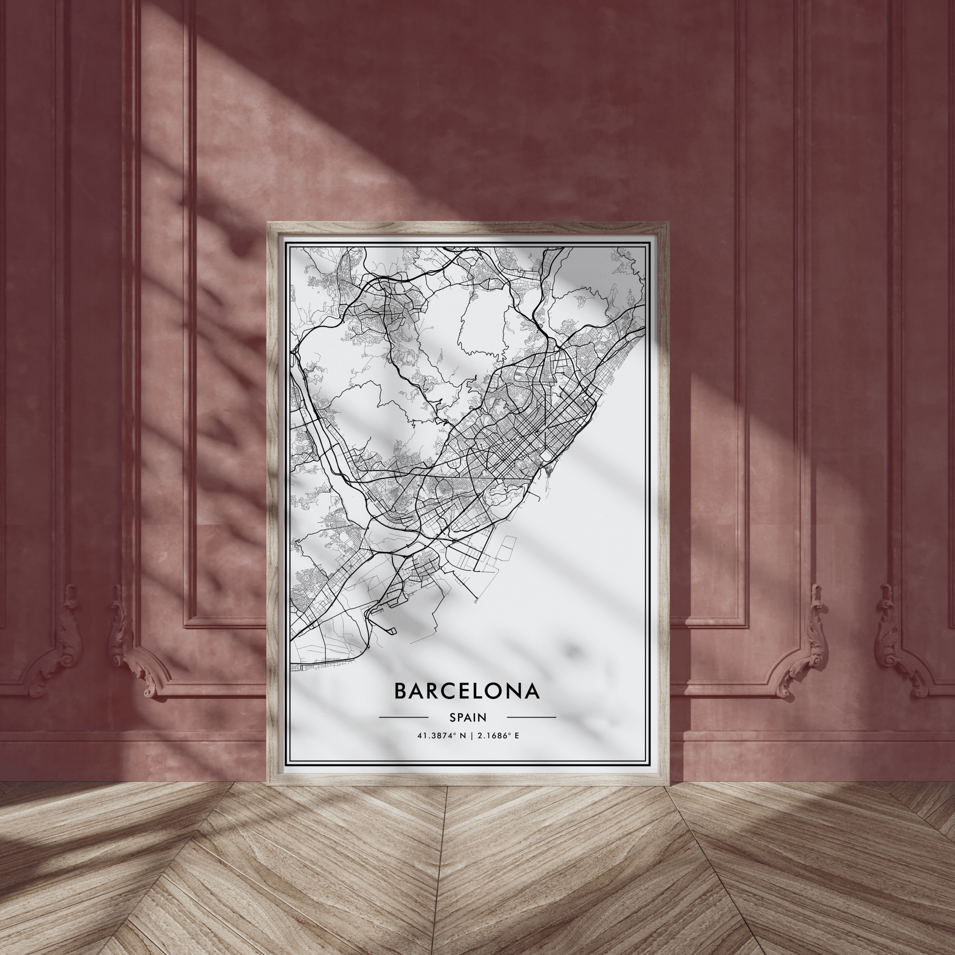 Barcelona Spain City Map Wall Art, Modern Black and White Print, Minimalist Home & Office Decor, Trendy Aesthetic Travel Poster, Gallery Art