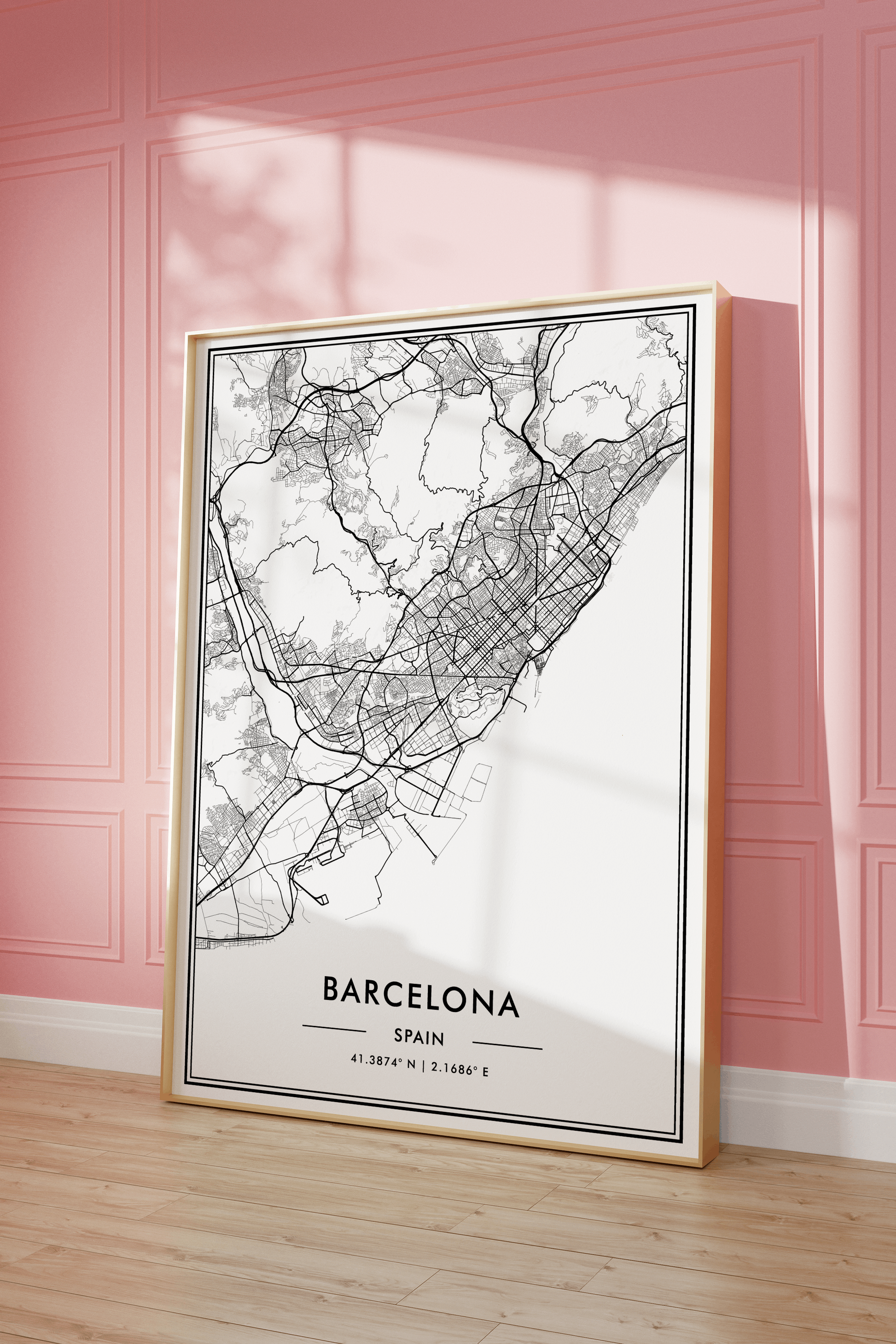 Barcelona Spain City Map Wall Art, Modern Black and White Print, Minimalist Home & Office Decor, Trendy Aesthetic Travel Poster, Gallery Art