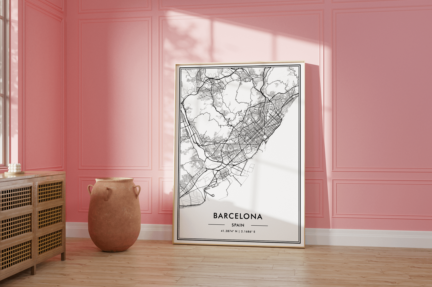 Barcelona Spain City Map Wall Art, Modern Black and White Print, Minimalist Home & Office Decor, Trendy Aesthetic Travel Poster, Gallery Art