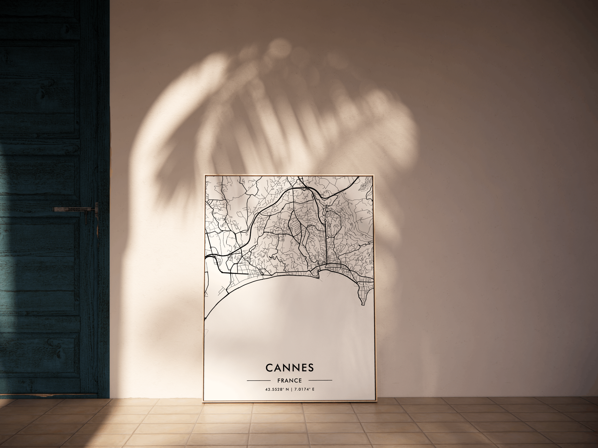 Cannes France City Map Wall Art, Mediterranean Coast Travel Print, Contemporary Black & White Poster, French Riviera Art, Modern Home Decor