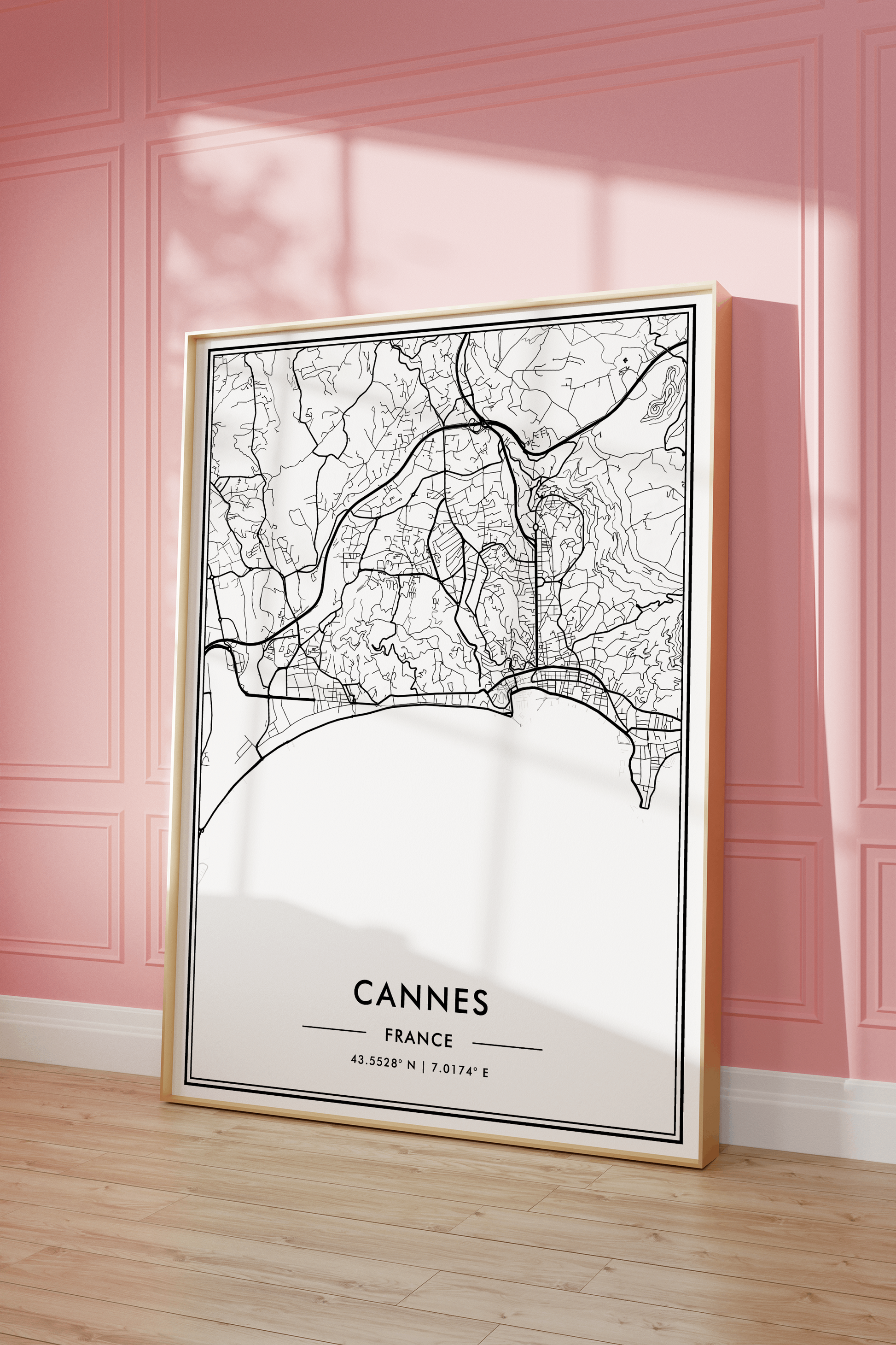 Cannes France City Map Wall Art, Mediterranean Coast Travel Print, Contemporary Black & White Poster, French Riviera Art, Modern Home Decor