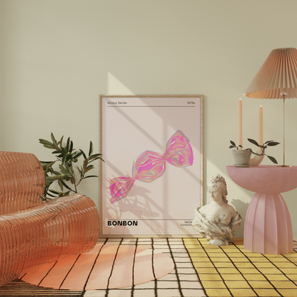 Funky Wall Art, Pastel Pink Candy Poster, Fun Playful Print, Eclectic Trendy Home Decor, Dreamy Aesthetic, Preppy Gallery, Modern Pop Art