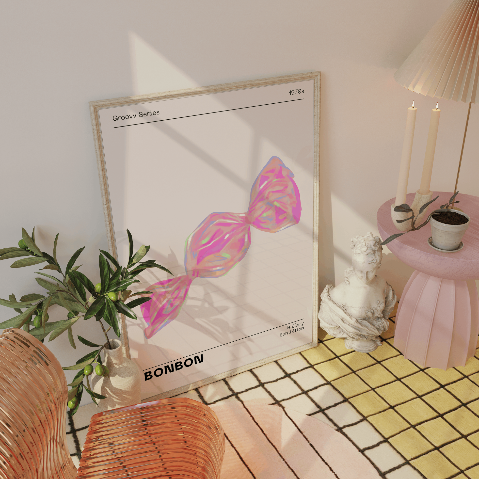 Funky Wall Art, Pastel Pink Candy Poster, Fun Playful Print, Eclectic Trendy Home Decor, Dreamy Aesthetic, Preppy Gallery, Modern Pop Art