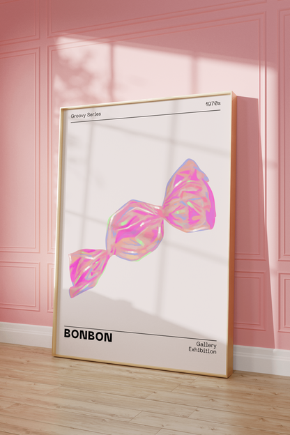 Funky Wall Art, Pastel Pink Candy Poster, Fun Playful Print, Eclectic Trendy Home Decor, Dreamy Aesthetic, Preppy Gallery, Modern Pop Art